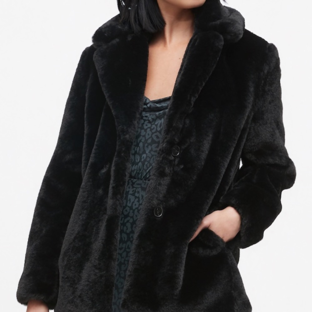 Vintage Black Faux-fur Coat